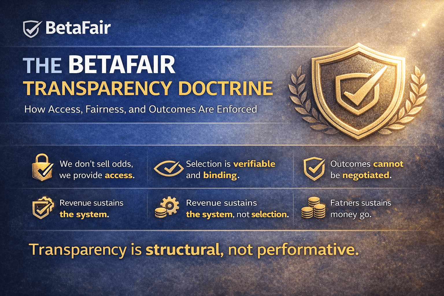 š° BetaFair Publishes Transparency Principles on How Its Fairs Operate
